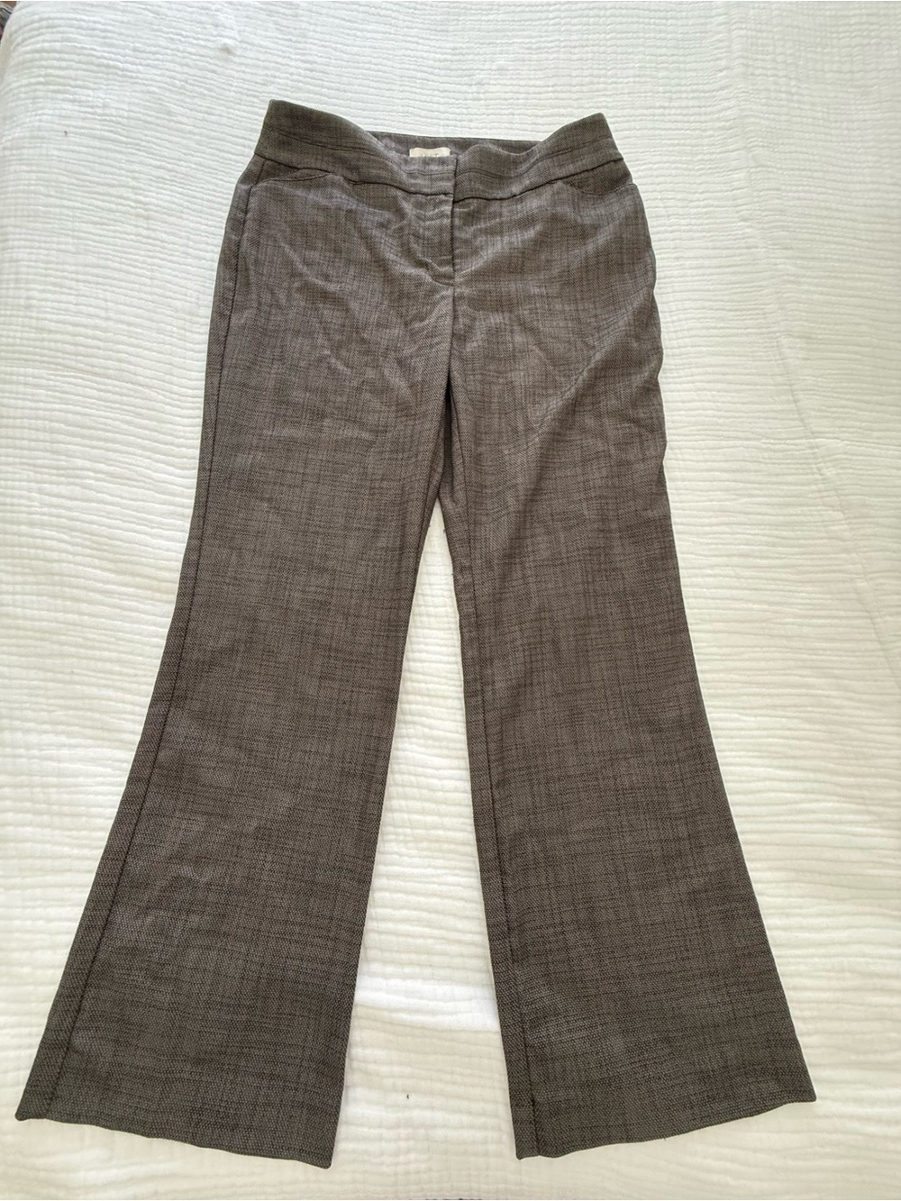 LOFT Petite Curvy Brown Micro-Check Trousers